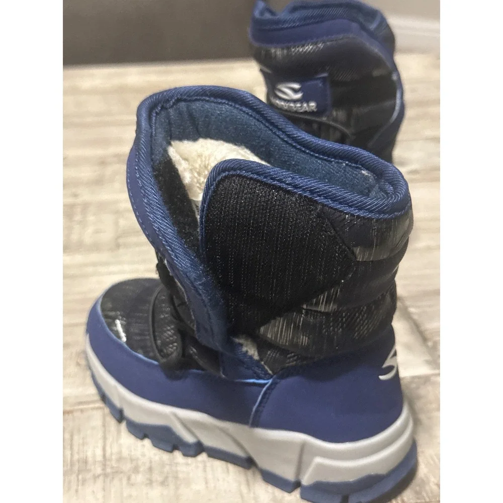Hobibear Kids Navy Blue Black Winter Snow Boots Faux Fur Lined AW3771 Size 26